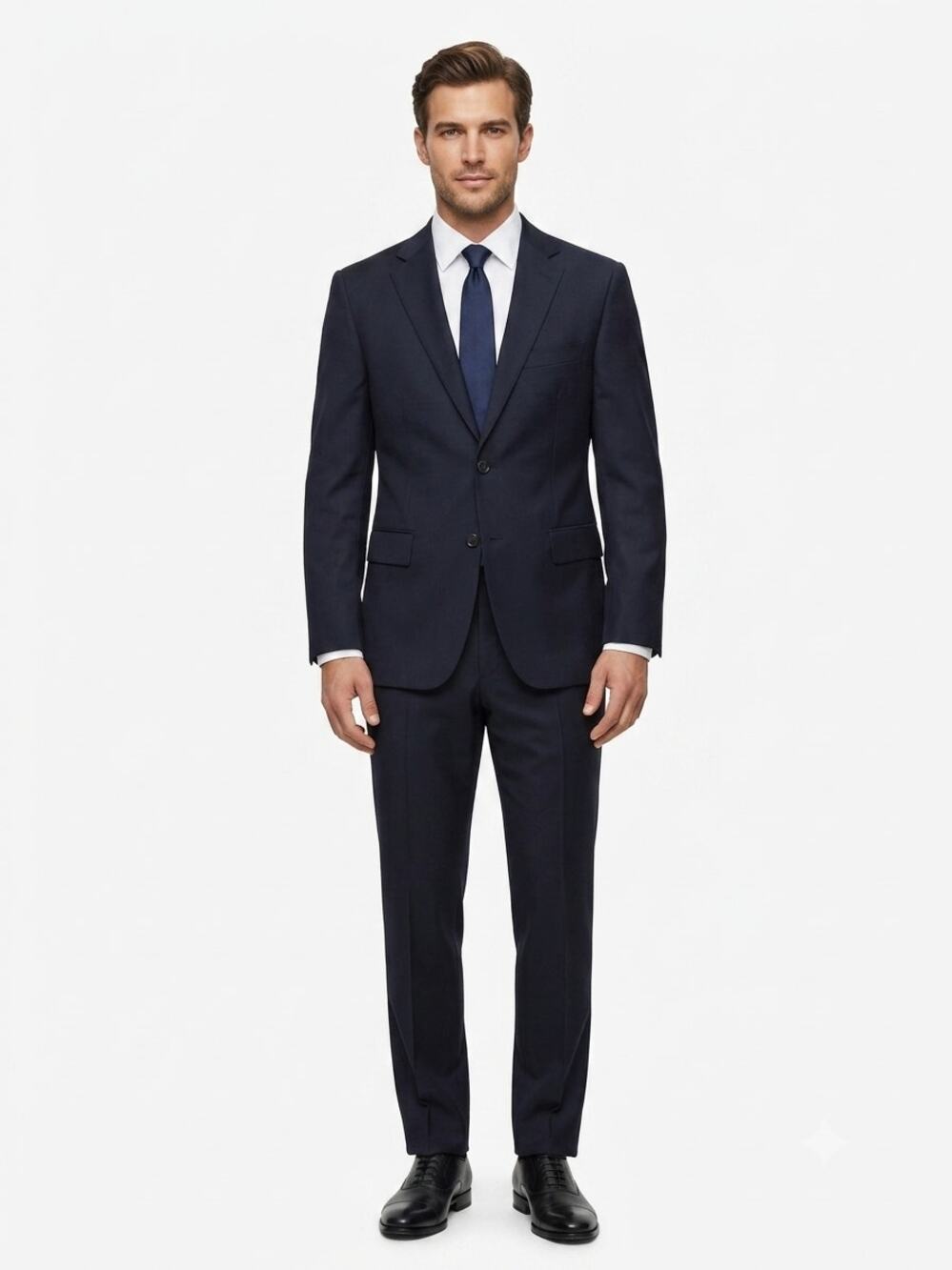 BOSS Hugo Boss 2-Piece Suit Set Mens 36S Black Wool Bertolucci/Movie USA Formal